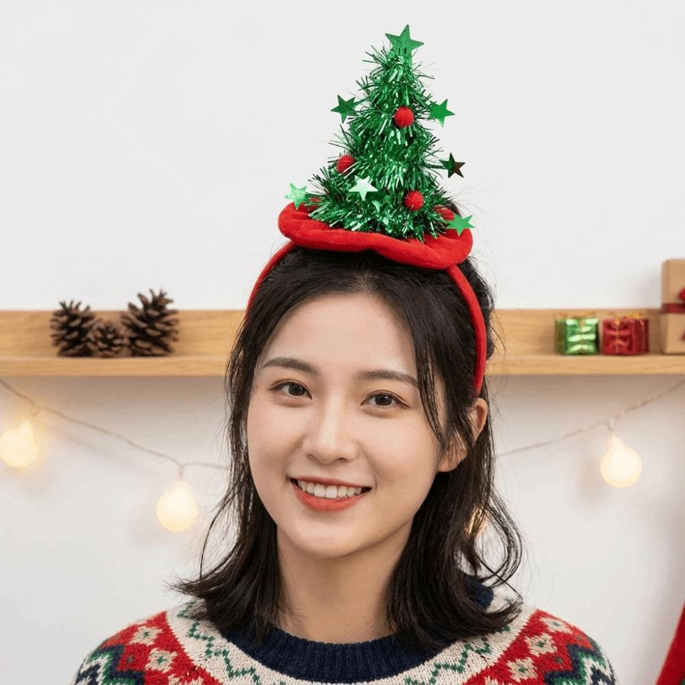 Star Xmas Hair Hoop Vibrant Colors Holiday Headwear Christmas Tree Headband Family Gathering
