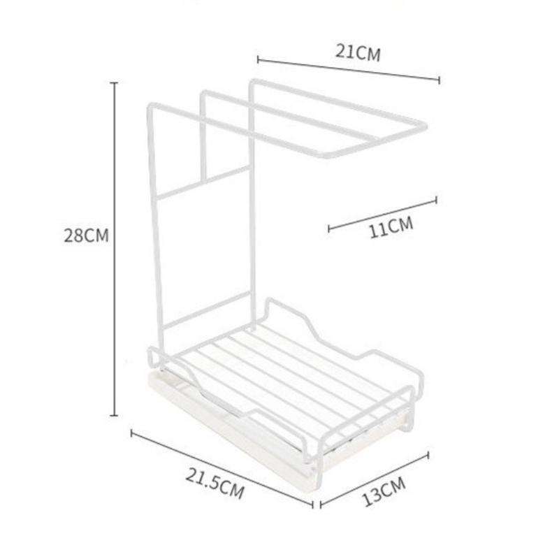 

No Drill Wall-Mounted Kitchen Sponge Towel Holder Scouring Pads Drip Dry Rack Compact Organizer for Dishcloth Storage Space белый