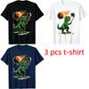 Cartoon Dinosaurier Selfie Muster Druck Herren T-Shirt Sommer Herren und Damen Lässige Mode Tops Herren Kurzarm T-Shirt Oversize Kleidung