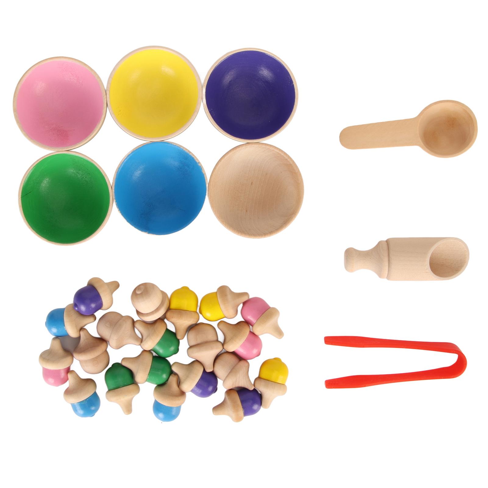 

Деревянные разноцветные сортировочные игрушки Игрушка для подсчета желудей Разноцветная сортировочная игрушка для подсчета желудей для детского сада