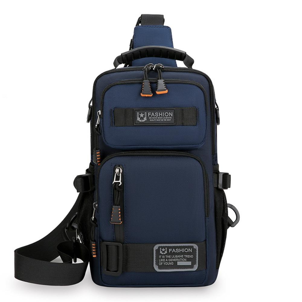 

Тканевая спортивная сумка-мессенджер с несколькими карманами, сумка через плечо, повседневная мужская нагрудная сумка, для улицы синий