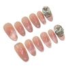 12Pcs Oval Cat Eye Blush Gradient Handmade False Nails for Women