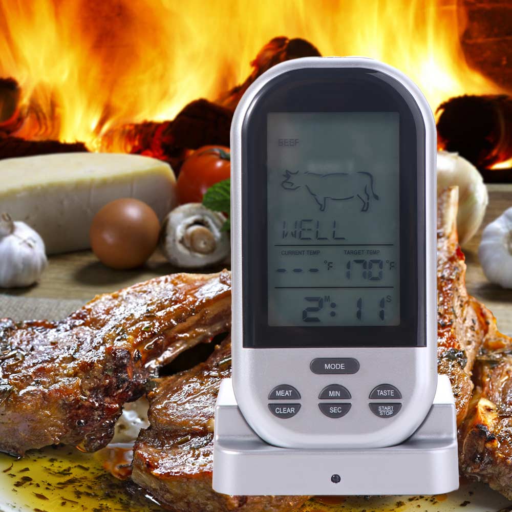 with Timer Alarm BBQ Thermometer Temperature Sensor  For Grill BBQ Food Oven