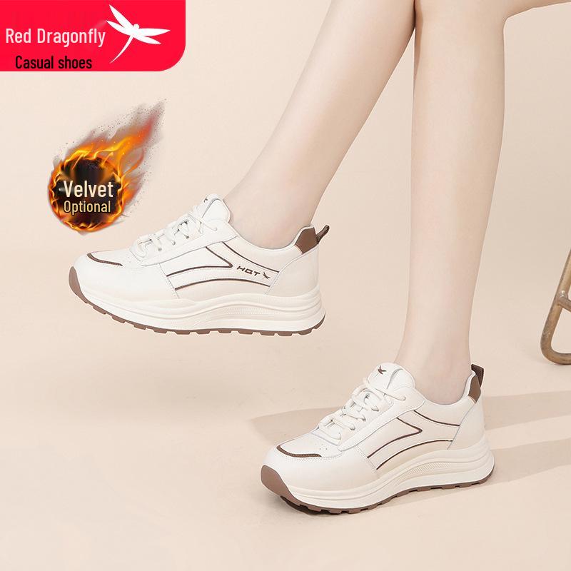 Red Dragonfly Women's Height-Increasing Mesh Sneakers - Autumn Casual, Thick Sole, Versatile for Travel and Sports.