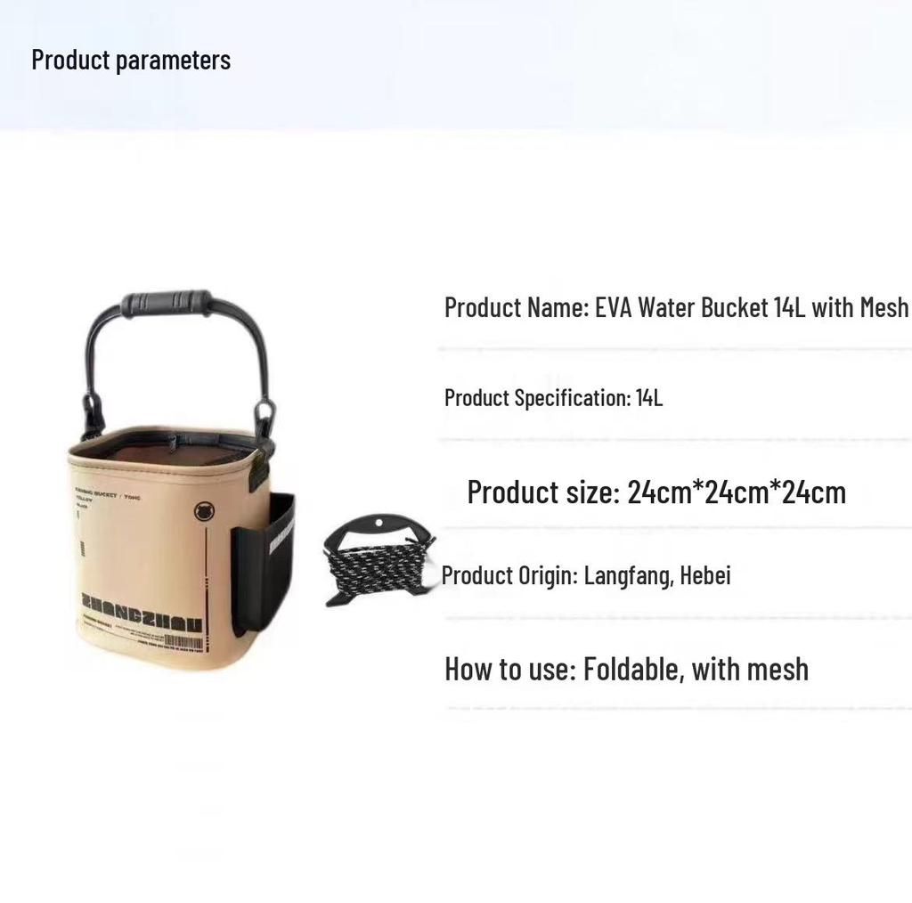 Bucket Portable Outdoor Fish Folding With Antijump Net Eva Square Design For Fishing Lure Storage