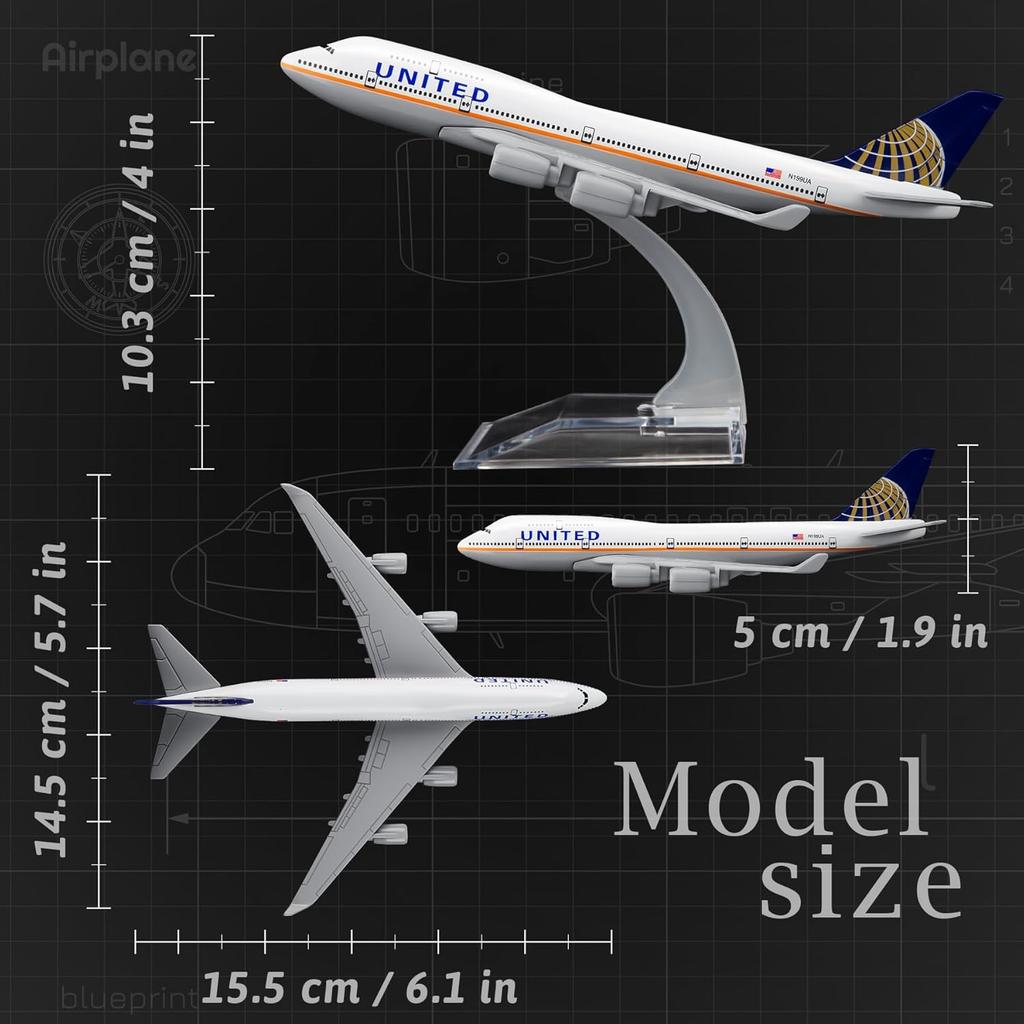 16CM B747 United Flugzeugmodell Airliner Legierung Druckguss Flugzeugmodell Heimdekoration Statische Sammlung und Ausstellung