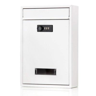 Jssmst Mailbox, Post Box, Wall-Mounted, Dial Lock, Metal, Mail-06 (White)