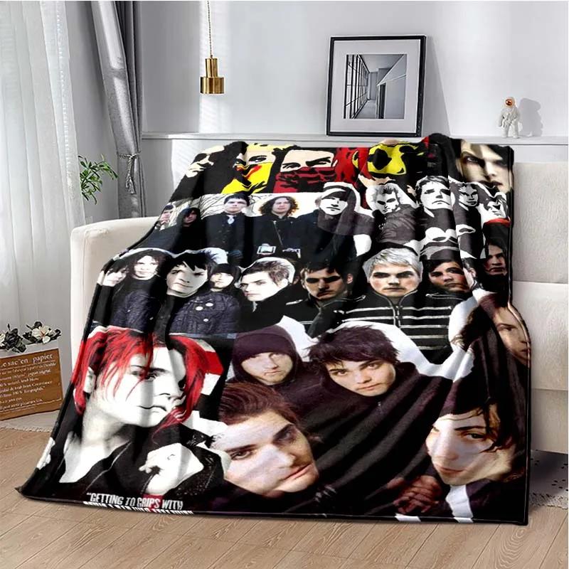 USA My Chemical Romance Band Blanket Printed Flannel Blanket Soft Warm Plush Throw Blanket for Bed Bedroom Sofa Picnic Fan Gift