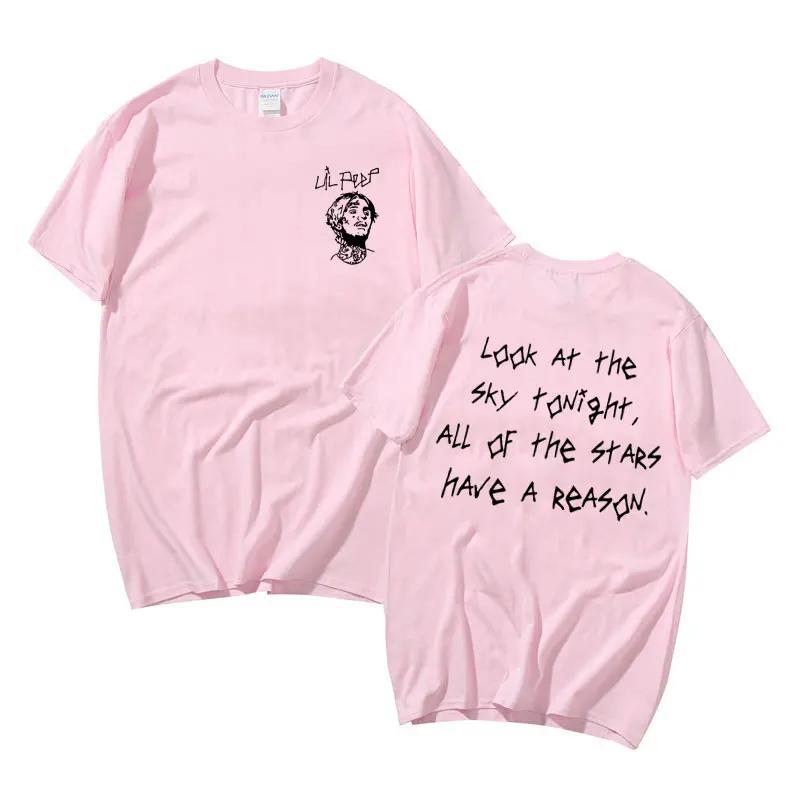Rapper Lil Peep Look At The Sky Tonight All of The Stars Have A Reason Graphic Tshirt Men's Hip Hop Vintage Oversized T-shirts