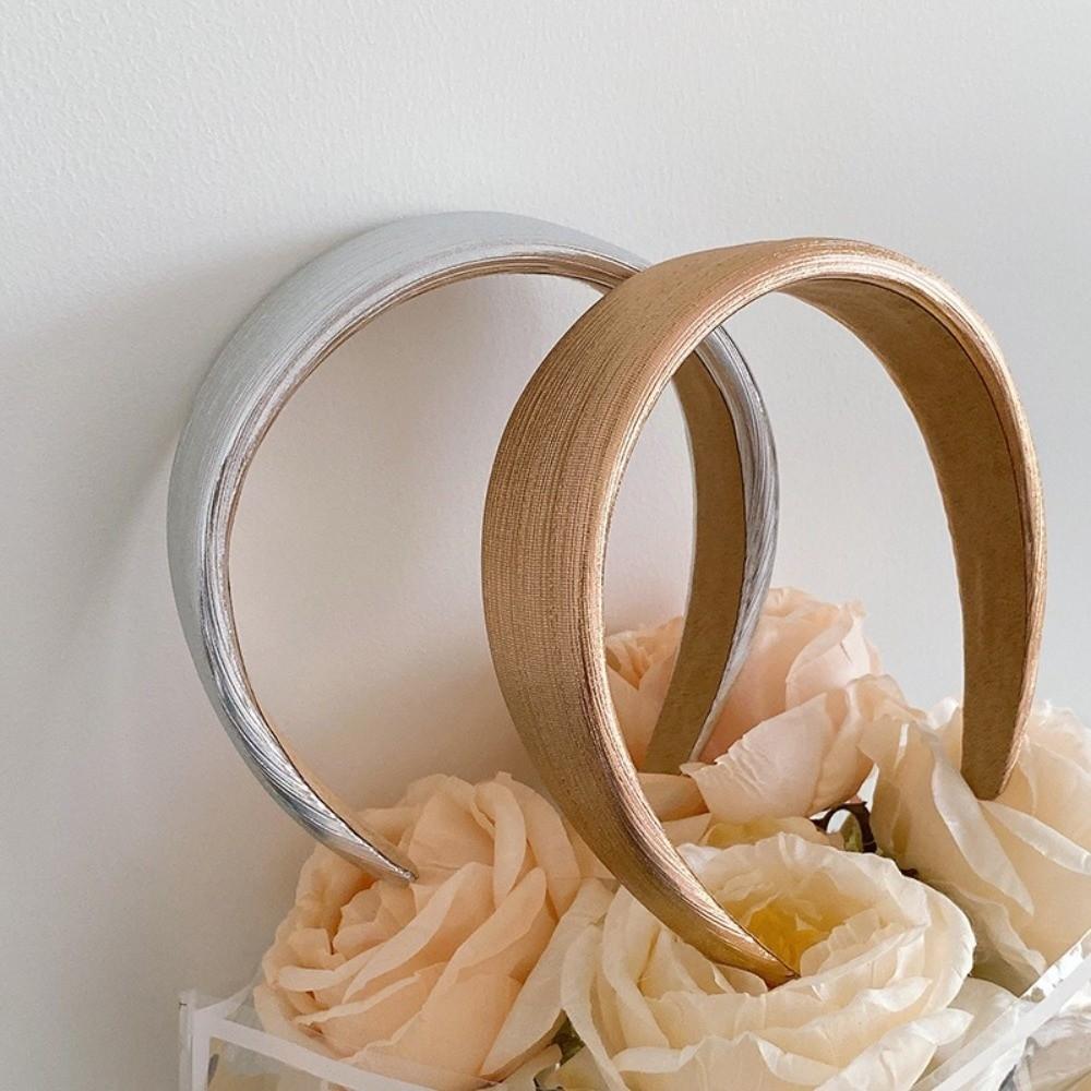 Shiny Gold Hair Hoop Wide Retro Headwear Fashion Leather Hairbands  Hair Accessories