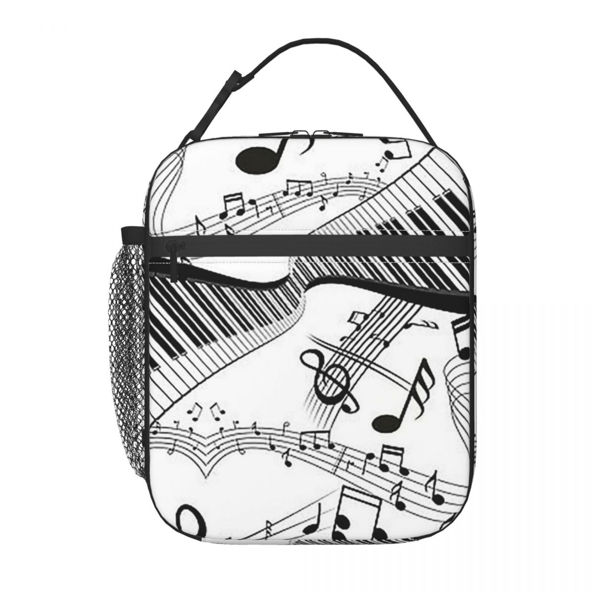 Abstracte Pianotoetsen Met Muzieknoten Geïsoleerde Lunchtas voor Vrouwen Kantoor Koeltas Thermische Voedseldoos Draagtas Lunchboxen Container One Size