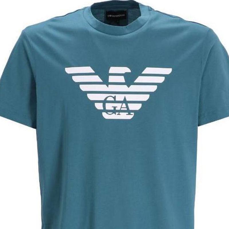 Emporio Armani Cotton Round Neck Printed Short Sleeve T-Shirt Men tops Blue 8N1TN5-1JPZZ-07A3