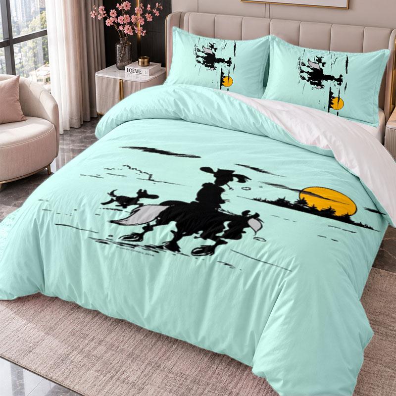 Lucky Luke 3Pcs Bedding Set Duvet Cover With Two Pillowcases For Bedroom Home Decoration