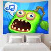 My Singing Monsters Wandteppich für Schlafzimmer Ästhetik Klassenzimmer Wandbehänge für Wohnzimmer Studentenwohnheim Büro, Ideales Kreatives Geschenk