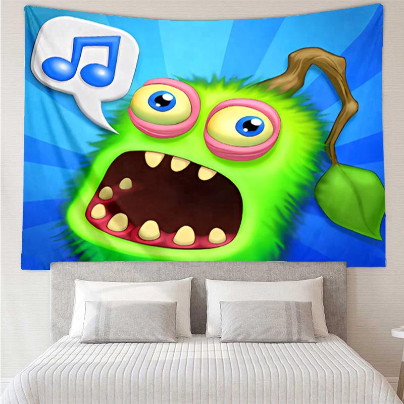 My Singing Monsters Wandteppich für Schlafzimmer Ästhetik Klassenzimmer Wandbehänge für Wohnzimmer Studentenwohnheim Büro, Ideales Kreatives Geschenk