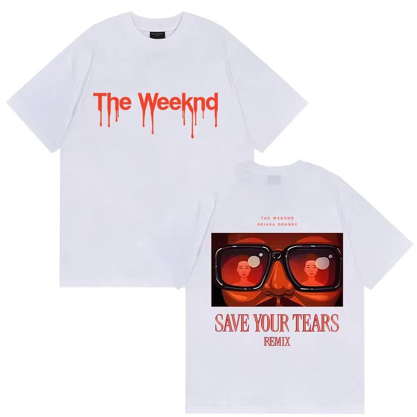 The Weeknd Ariana Orande New Album Graphic T Shirts Mens Womens Vintage Hip Hop pure Cotton Tshirt Fans Streetwear