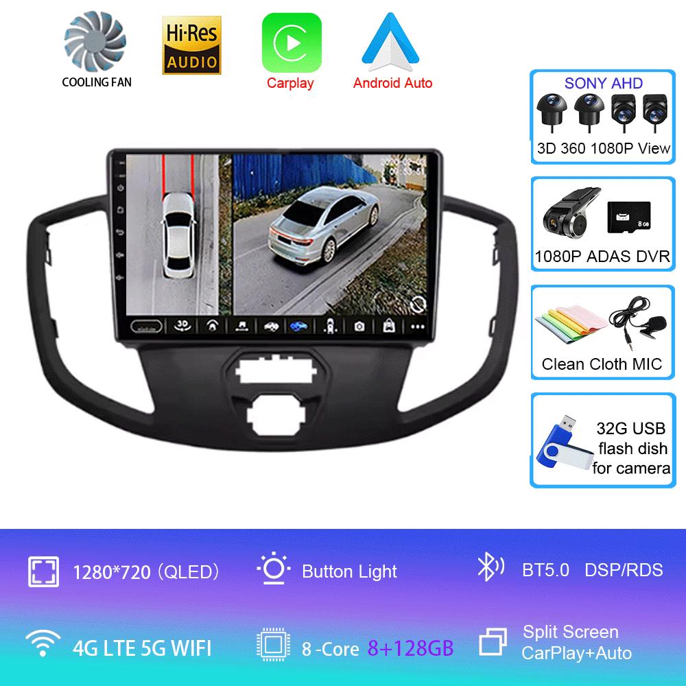 Car Radio Android 14 Auto For Ford Transit 2015 2016-2018  Central Multimedia Car Stereo Receiver GPS Navigation Autoradio