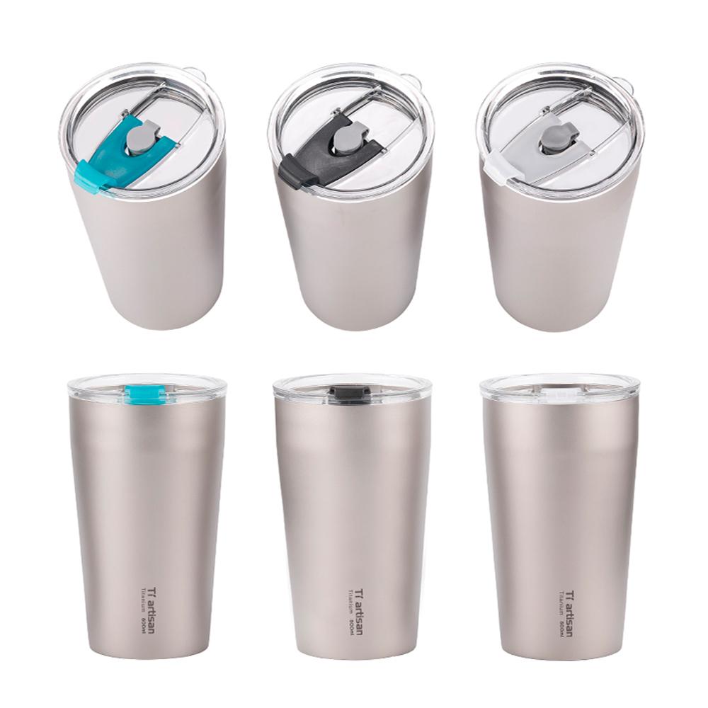 Outdoor Titanium Teacup Double Wall Camping Beer Cup 500ml Water Cup with Lip