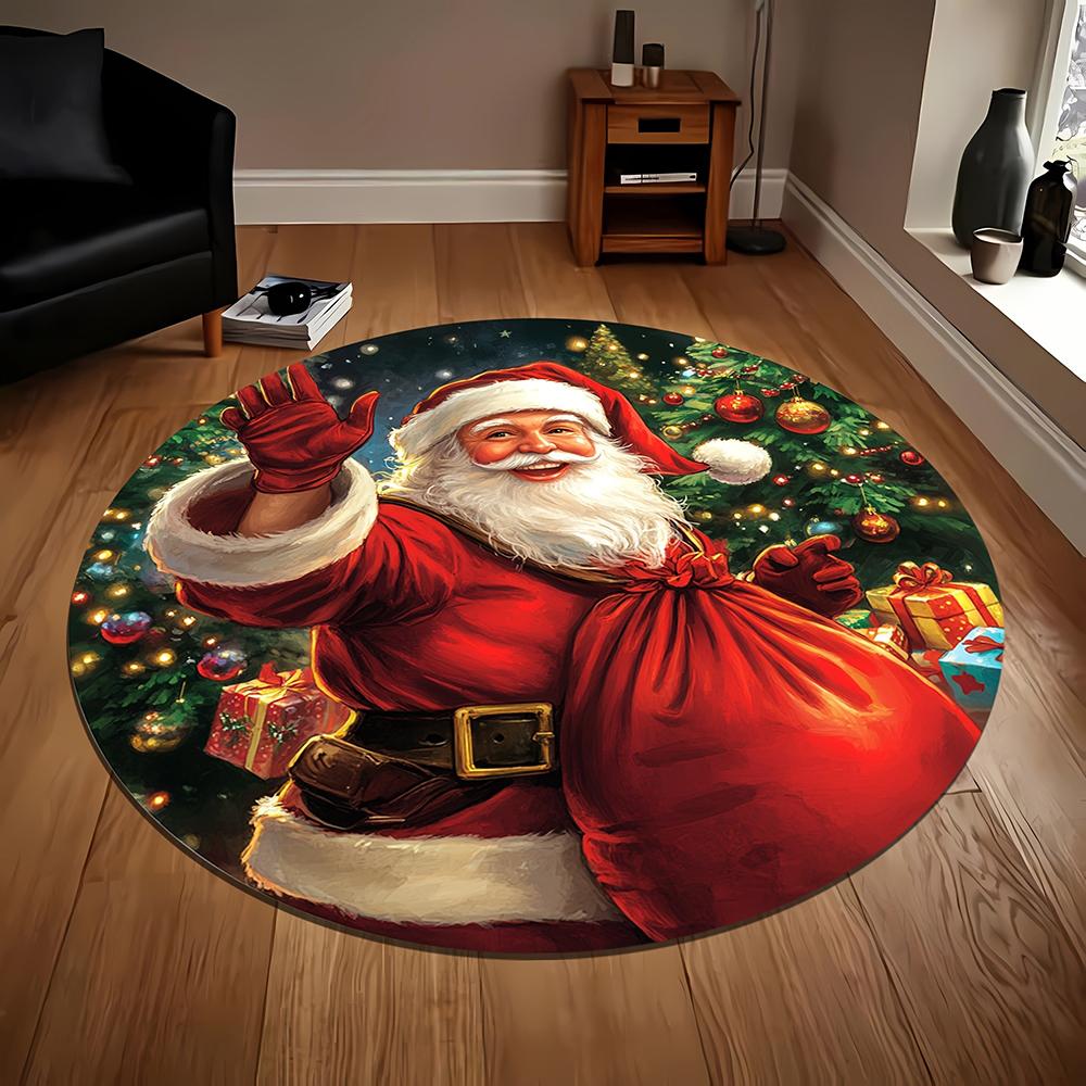 Christmas Round Rugs: Santa, Reindeer, Tree, and More for a Magical Holiday Home! room floor mats New Year home decoration