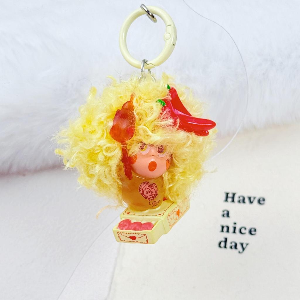 Custom Curly Hair Doll Keychain - Backpack Pendant & Phone Case Charm
