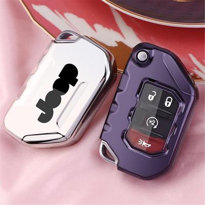 Shell Skin Key Fob Cover Holder Case For Jeep 2020 2025 Gladiator JT Sahara JLU 2018 2019 Jeep Wrangler JL JLU Rubicon