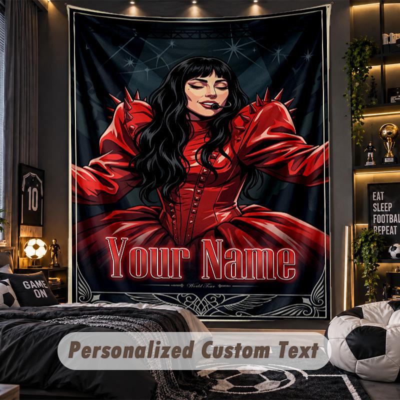 Personalized Wall Tapestry,Lady Gaga Custom Printed Name, Fabric Wall Art For Indoor Room Backdrop