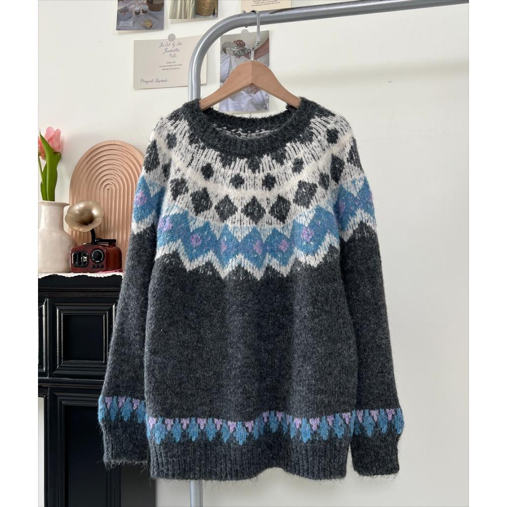 DIMANAF 2025 Autumn New Women Sweaters Knitting Basic Fashion O-Neck Style Loose Red Pullover Sweater
