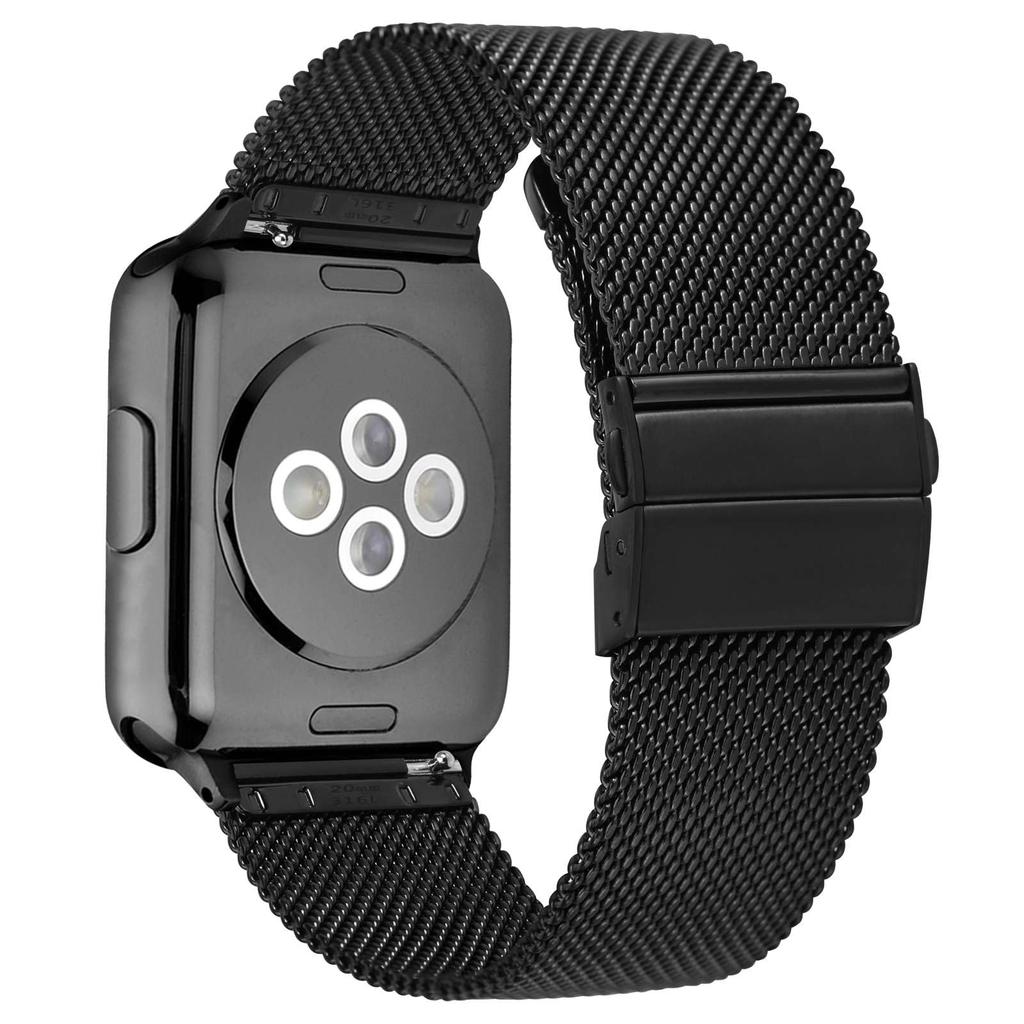 ANNEFIT 20mm Mesh Stainless Steel Watch Quick 316L Stainless Steel Replacement Black Band, Release, Strap,