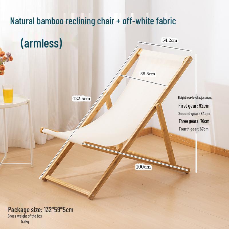 Premium Widened Bamboo Folding Lounge Chair for Home & Outdoor Use - Reinforced & Cool for Summer Relaxation