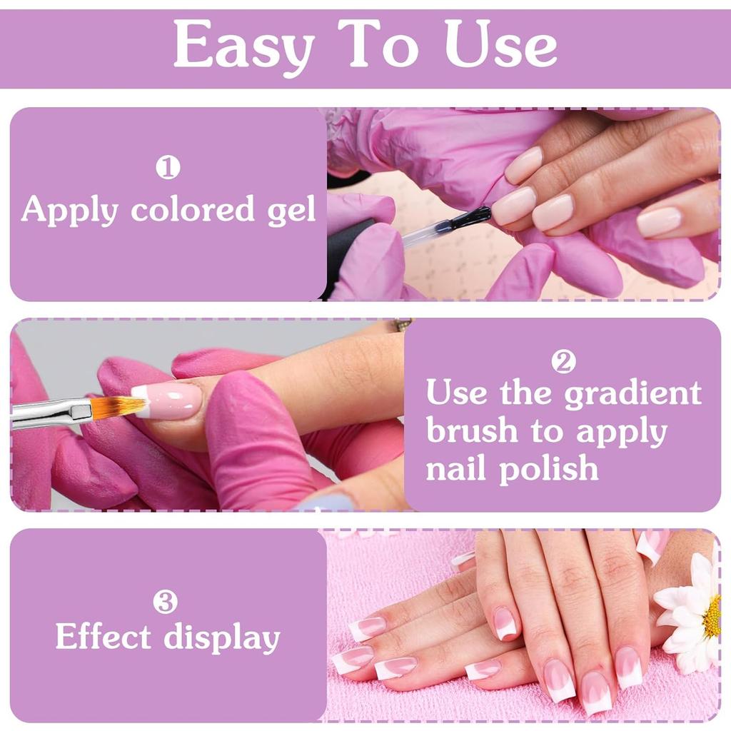 4pcs Ombre Nail Brush, Nail Painting Art Brushes with Rhinestone Handle for Gradient Gel Polish Manicure Cleaning Nail Painting Tools