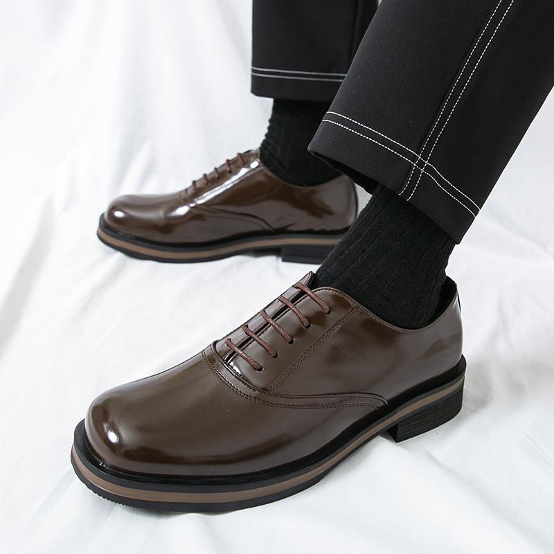 Modne Wysokiej Jakości Wygodne Męskie Sznurowane Kwadratowy Nosek Business Casual Skórzane Buty Modna Marka Męskie Oddychające Buty Oksfordzkie