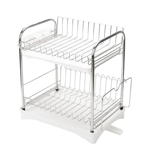 Stainless Steel Dish Drainer, 2-Tier, Rust-Proof, Automatic Drainage, Dish Drainer, Dish Rack, Plate Holder, Pot Lid Stand, Chopstick Holder, Cutting