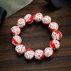 Fashionable Halloween Wood Bead Bracelet Pumpkin Spidererb Funny Face Bangle Hand Link Chain for Women's Accessories