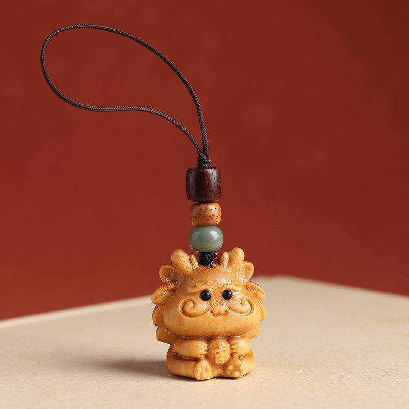 Sandalwood Zodiac Keychain Charm for Men & Women - Cute Mouse Pendant for Keys & Phones