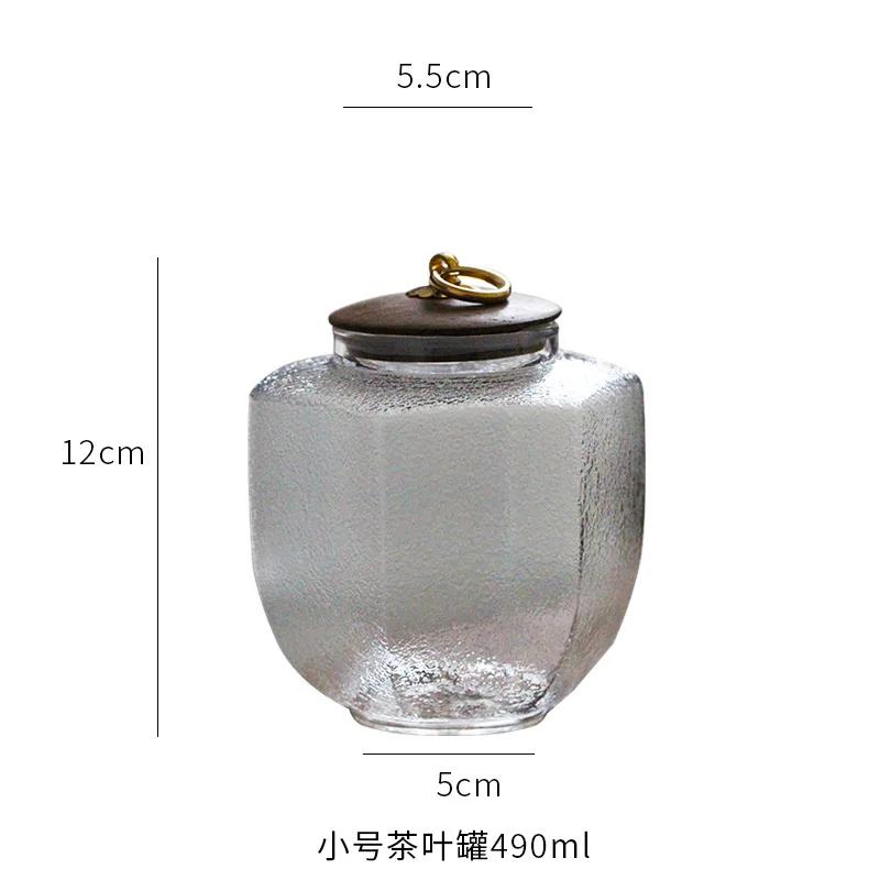 Vintage Copper Buckle Tea Jar Glass Sealed Jar Japanese Hammer Glass Storage Jar Transparent Glass Candy Tea Storage Box