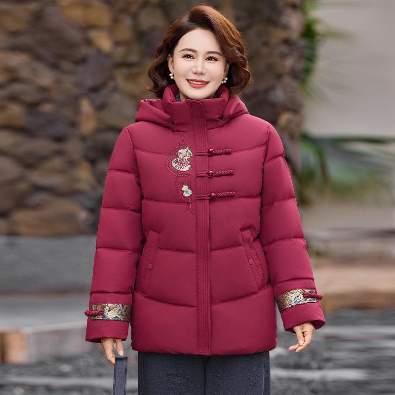 Chinese Mom's Winter Jacket: Thickened Fleece-Lined Coat for Middle-Aged & Elderly Women, 2025 Warm Cotton Outerwear