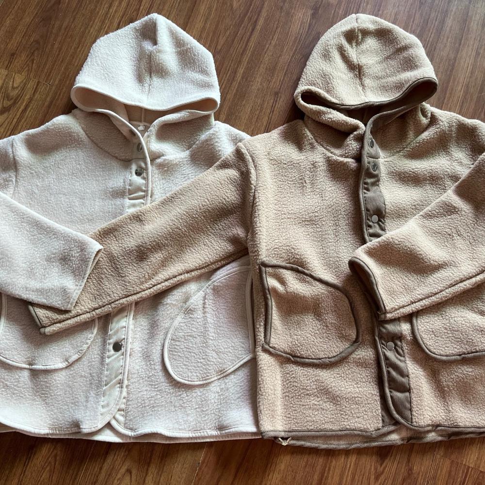 Women Lamb Jacket,hooded Collar, Pure Color, Loose and Casual, Long-sleeved Coats ,Fleece-lined ,pocket Jacket