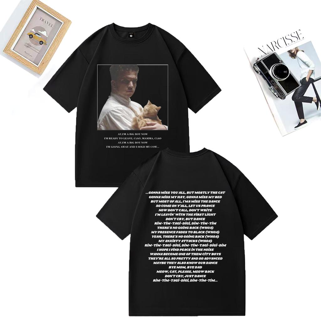 Baby Lasagna Rim Tim Tagi Dim Eurovision Móda Tričko Unisex DÁMSKÉ vtipné Kočka krátký rukáv Trička Unisex oversized Bavlněná trička