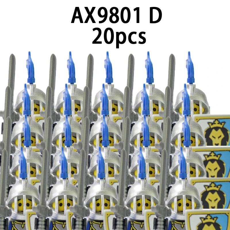 Medieval Military Roman Soldiers Figures Sets Castle Teutonic Knights Spartan Building Blocks Weapons Sword Shield Bricks Toys