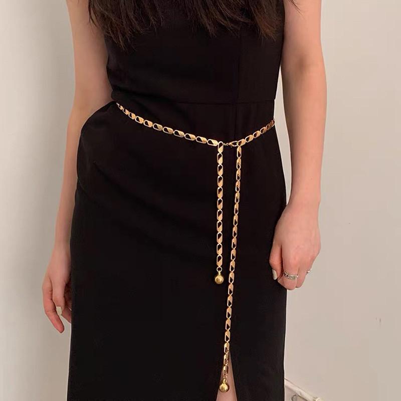 Metal Chain Waist Belt For Women With Water Drill Embellishments Fashionable Accessory For Dresses And Suits