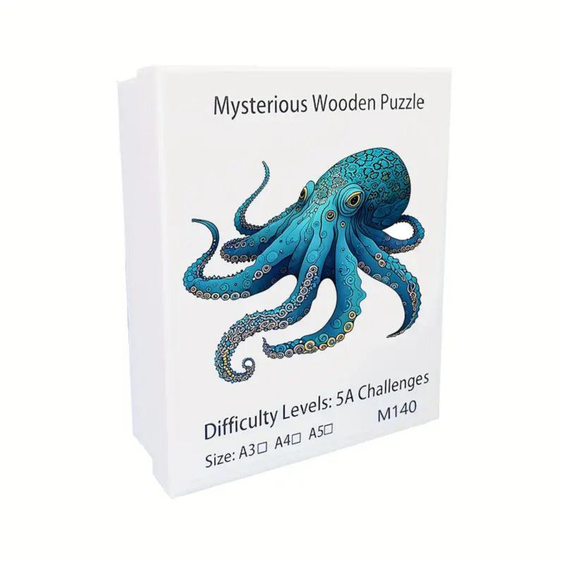 Wooden Puzzle Cartoon Octopus Animal Batch Adult Educational Toys