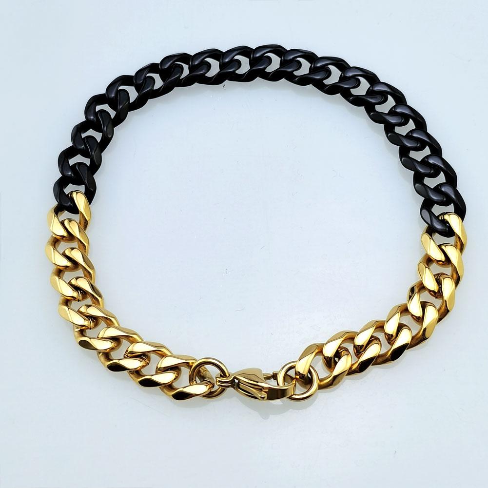 New 316L Stainless Steel Gold and Black Dual Hip Hop Bracelet Anklet