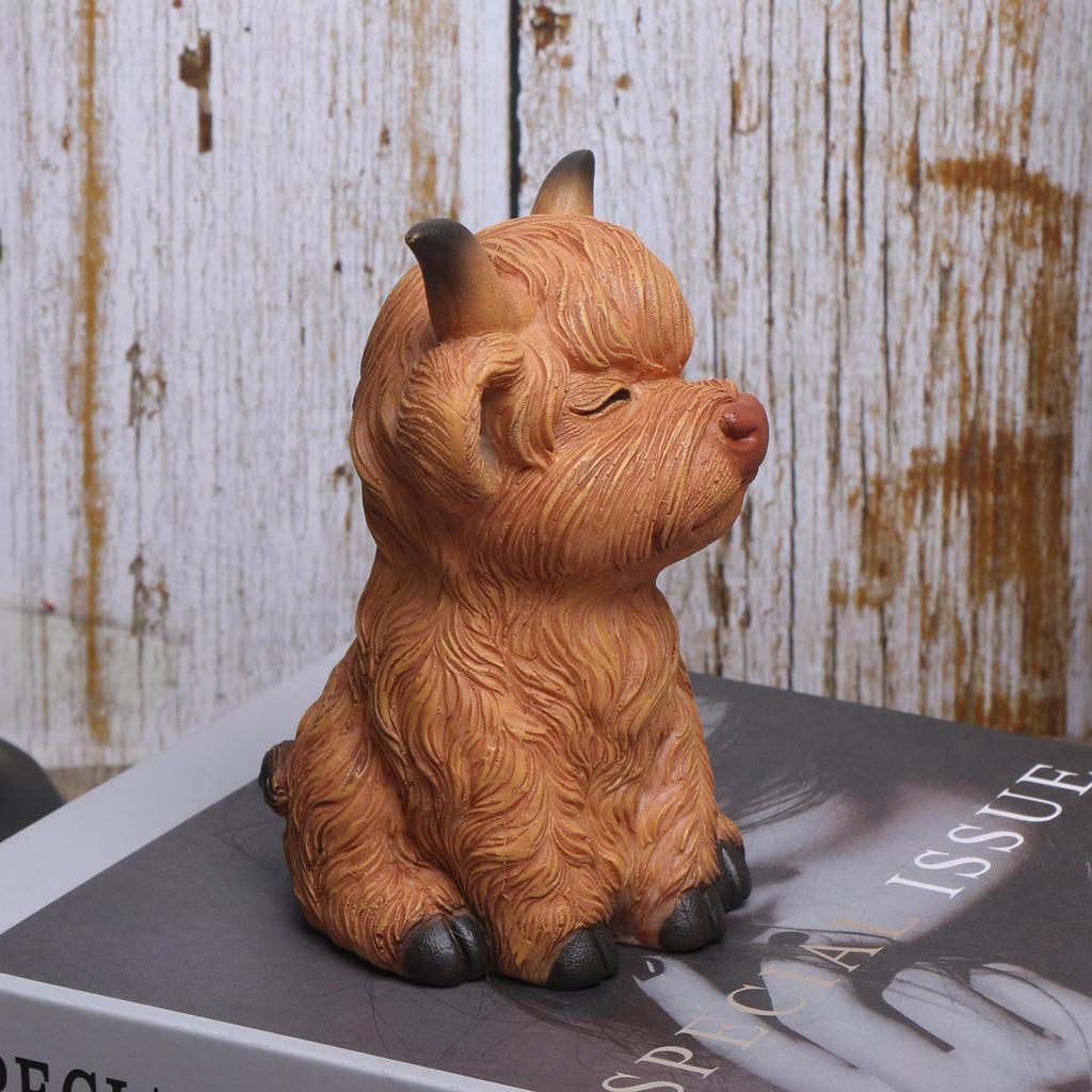 1 PC Creative Resin "See No Evil, Hear No Evil, Speak No Evil" Highland Beef Figurine - Whimsical Home Decor for Living Room