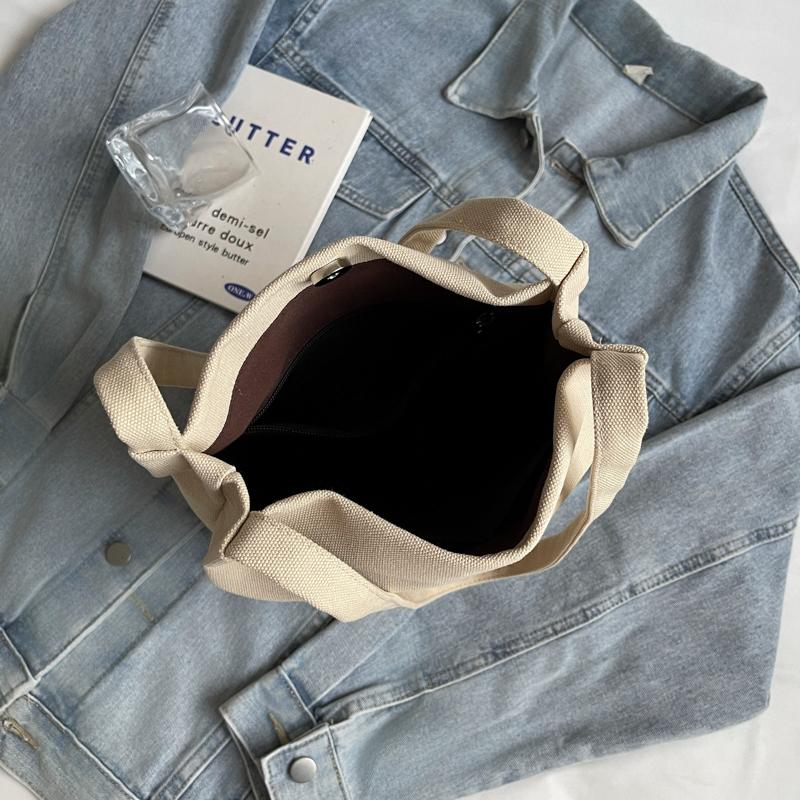 Color Block Shoulder Bag Large Capacity Women's Letter Tote Bag Student Class Underarm Bag