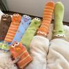 Cartoon Plush Mid Calf Socks Big Eye Couple Funny Keep Warm Clownfish Color Block Soft Autumn And Winter Women Casual Home Socks