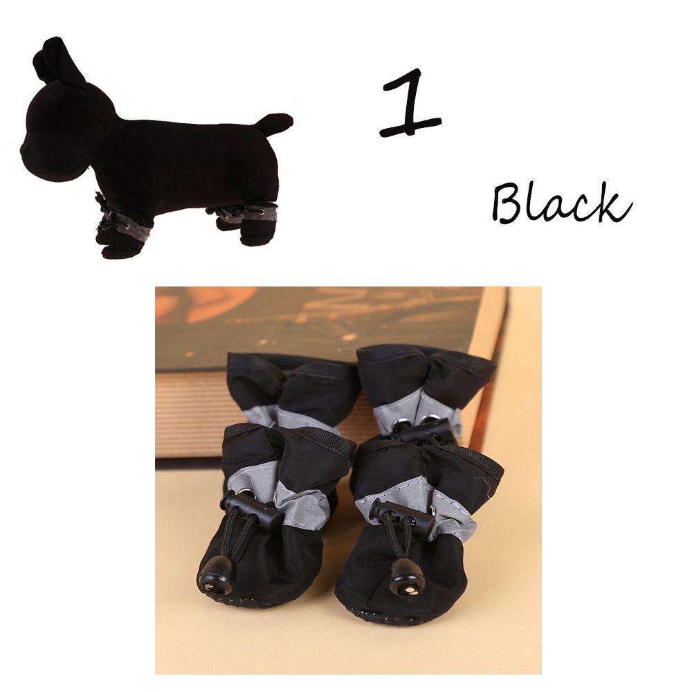 

4pcs Winter Protective Pet Supplies Anti-slip Footwear Puppy Warm Boots Waterproof Dog Shoes 1 чорний