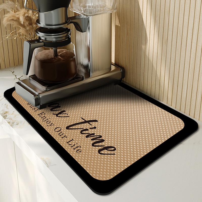 Rubber Coffee Countertop Drain Pad Quick Dry Coffee Dish Cup Drying Mats Kitchen Dining Table Large Absorbent Draining Mat