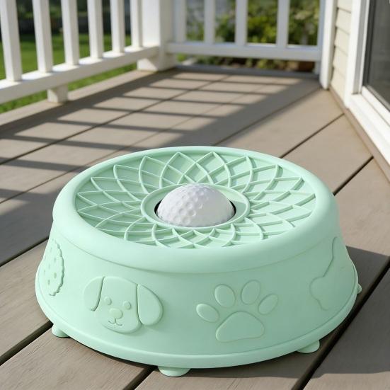 Pet Lick Bowl for Liquid Treat Slow Feeder Dog Bowl with Rolling Ball Silicone Anti-Slip Dog Lick Bowl Pup Licking Toy for Thick Food Dogs Cats