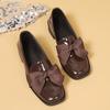 Fashion Bowknot Slip On Loafers for Women Solid Color Patent Leather Shoes Woman Comfort Soft Sole Platform Loafers