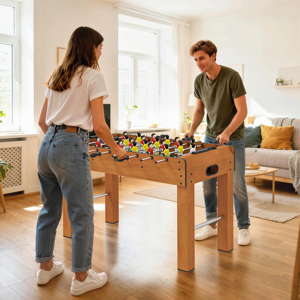Professional Wooden Foosball Table for Children and Adults Foosball Table with 8 Bars and 2 Balls for Home or Game Rooms Easy To Assemble Natural